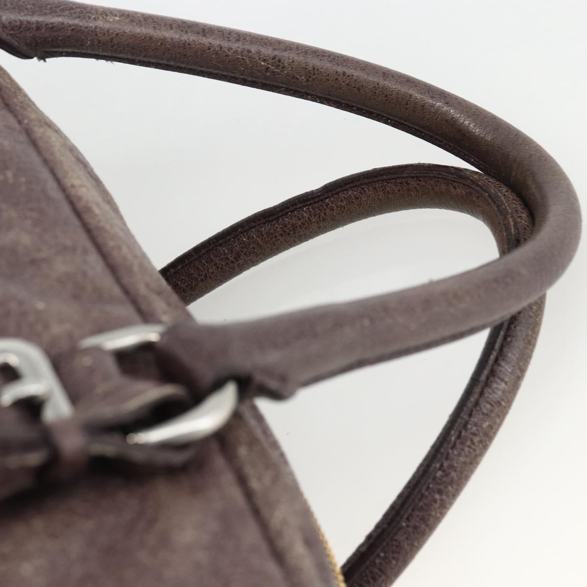 PRADA Hand Bag Leather Purple Silver