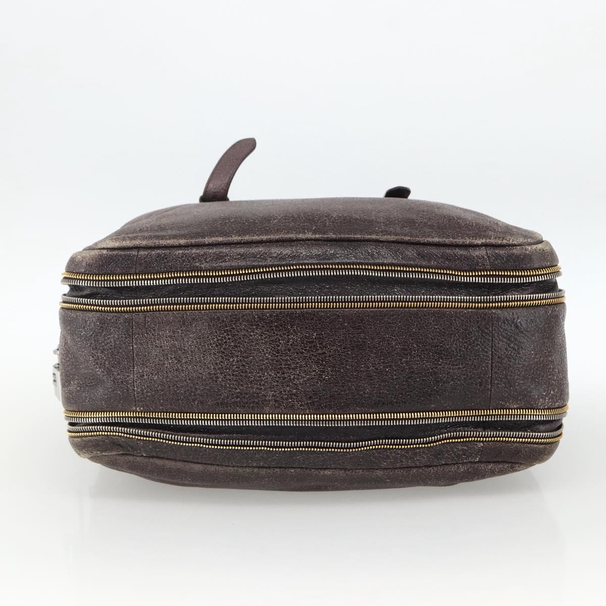 PRADA Hand Bag Leather Purple Silver