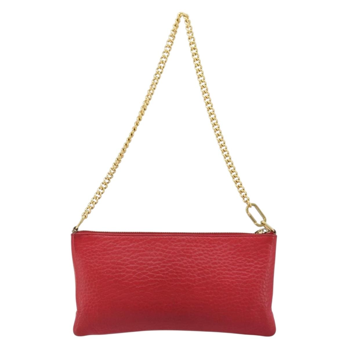 Chloe Shoulder Bag Leather Red Gold