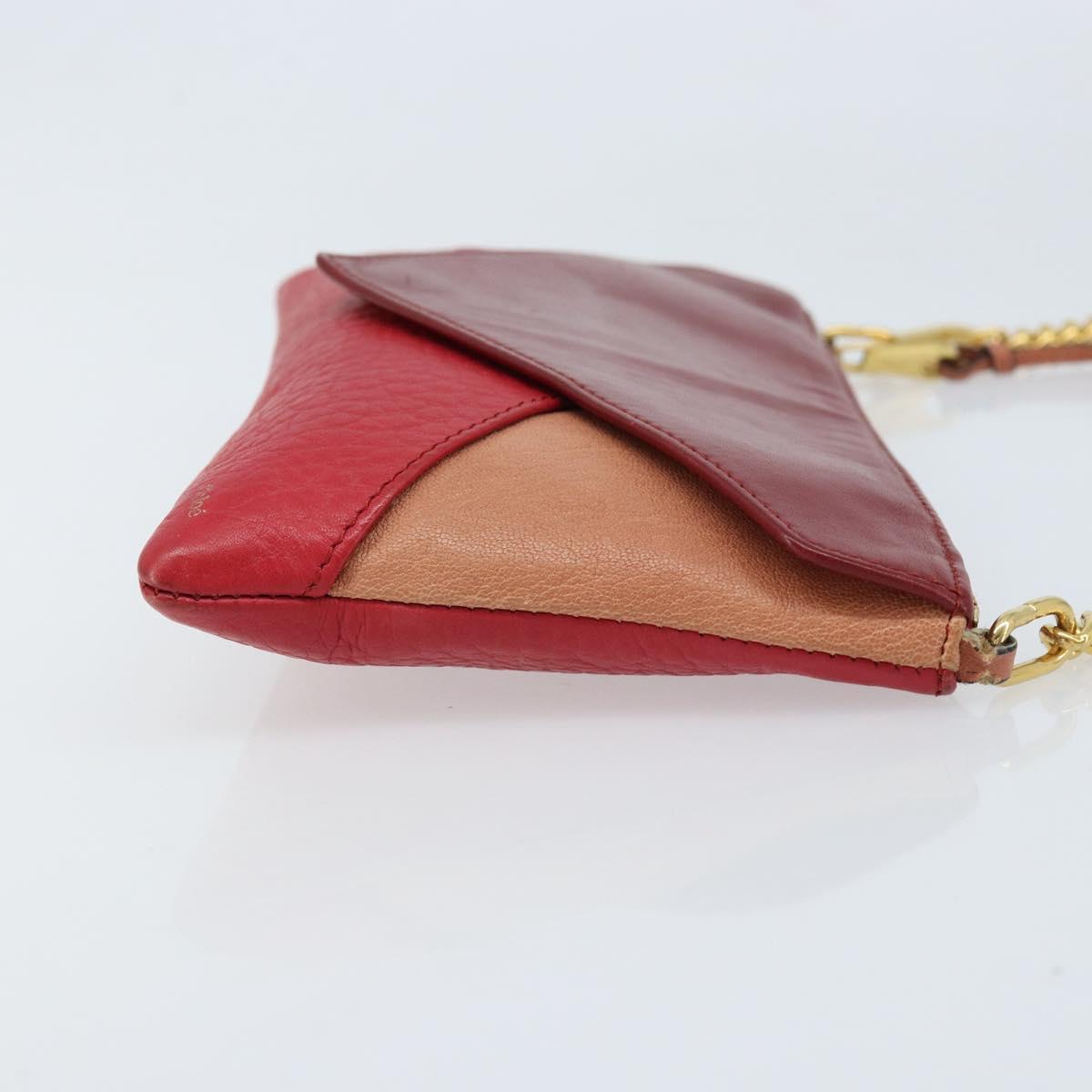 Chloe Shoulder Bag Leather Red Gold