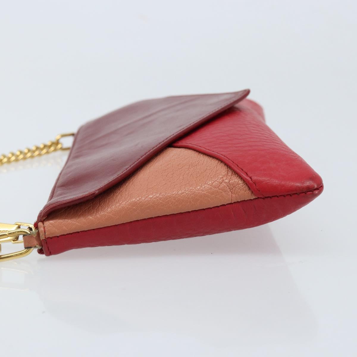 Chloe Shoulder Bag Leather Red Gold