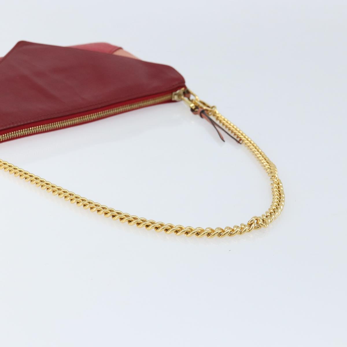 Chloe Shoulder Bag Leather Red Gold
