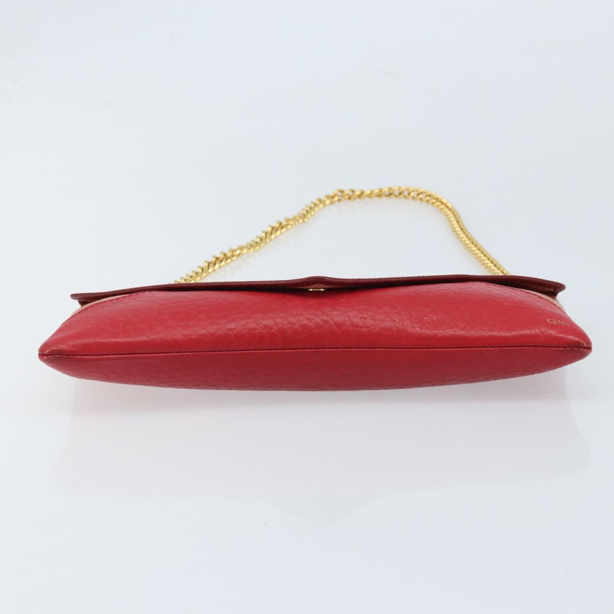Chloe Shoulder Bag Leather Red Gold