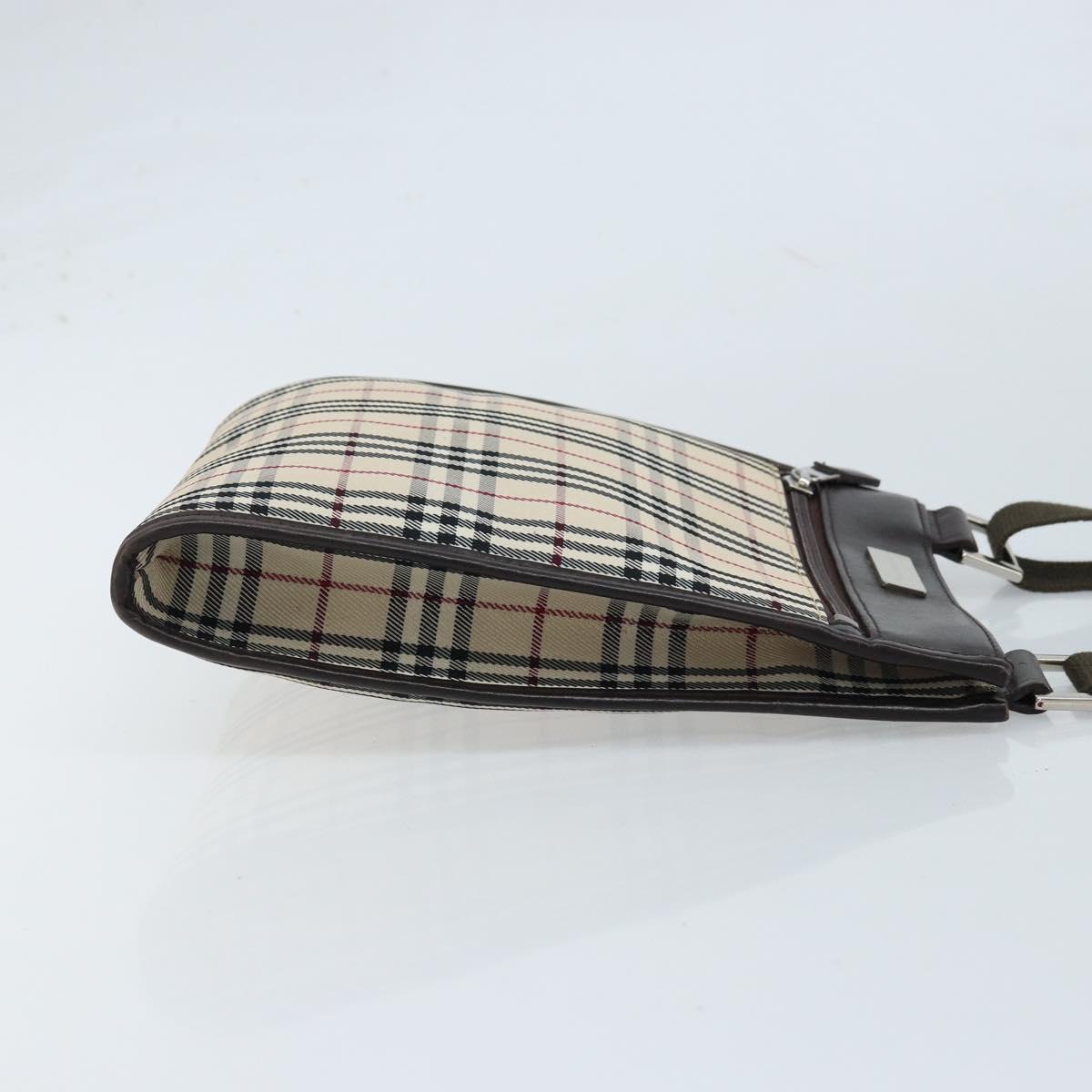 BURBERRY Nova Check Shoulder Bag Canvas Beige Silver