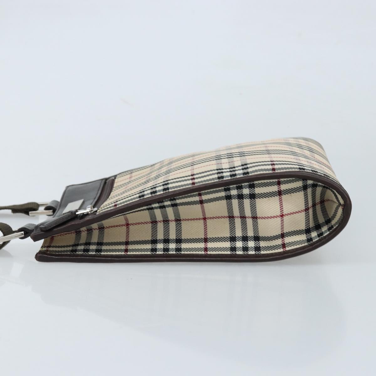 BURBERRY Nova Check Shoulder Bag Canvas Beige Silver
