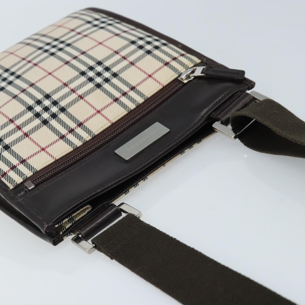 BURBERRY Nova Check Shoulder Bag Canvas Beige Silver