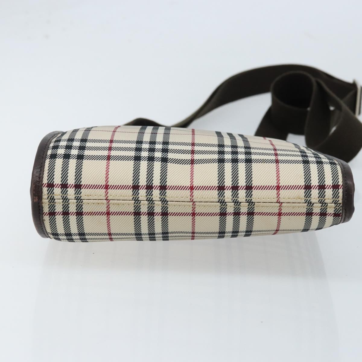 BURBERRY Nova Check Shoulder Bag Canvas Beige Silver