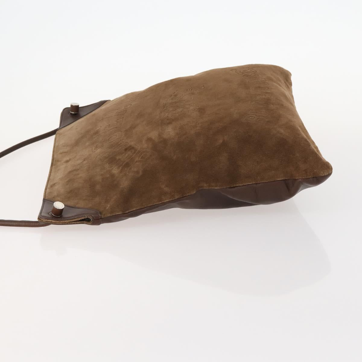 BURBERRY Shoulder Bag Suede Leather Brown Silver