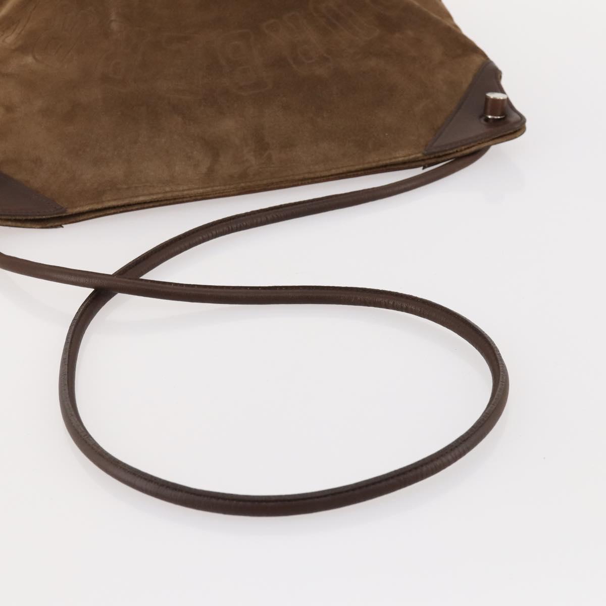 BURBERRY Shoulder Bag Suede Leather Brown Silver