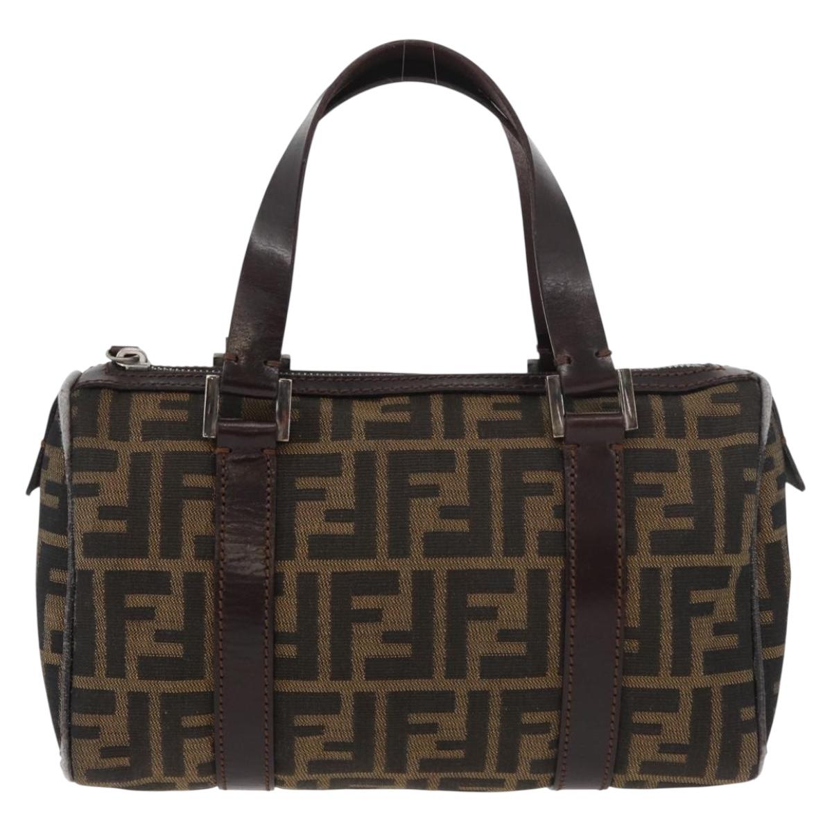 FENDI Zucca Canvas Hand Bag Black Brown