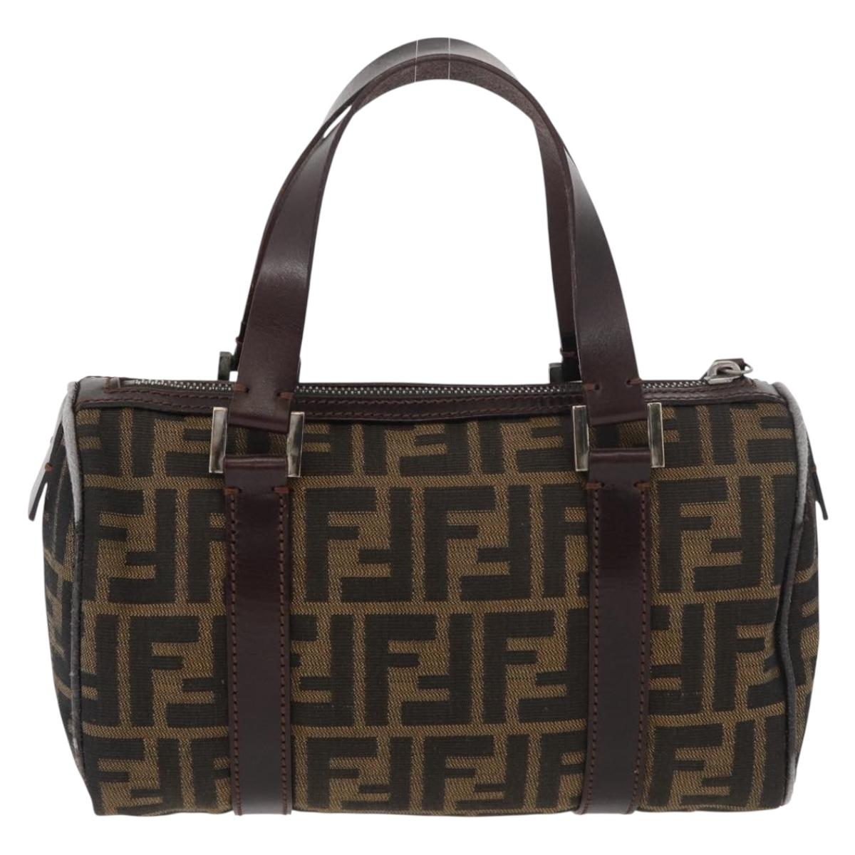 FENDI Zucca Canvas Hand Bag Black Brown