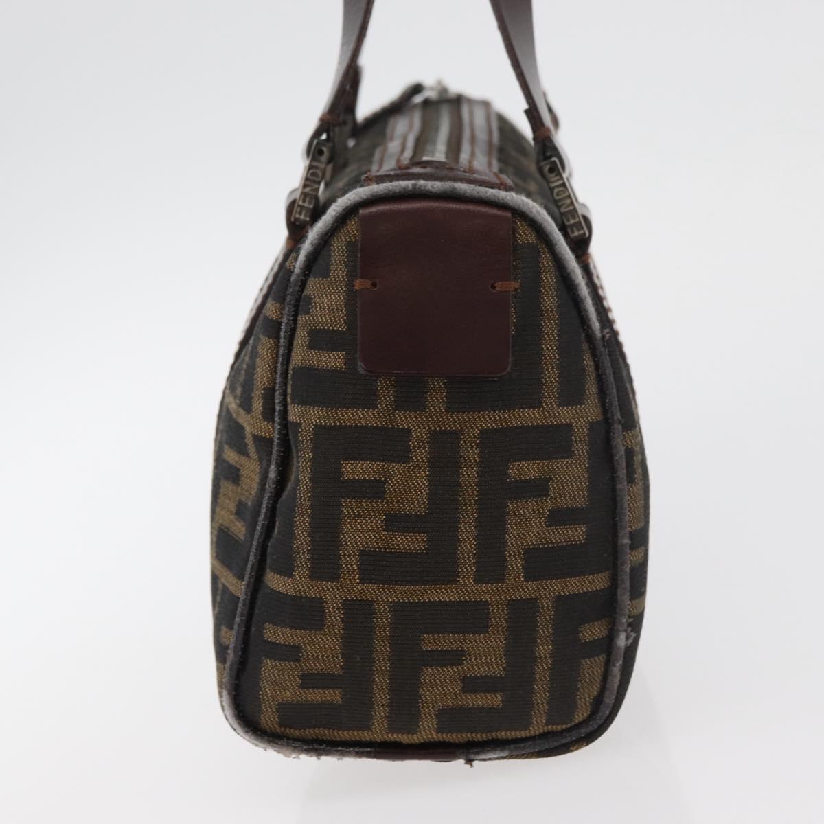FENDI Zucca Canvas Hand Bag Black Brown