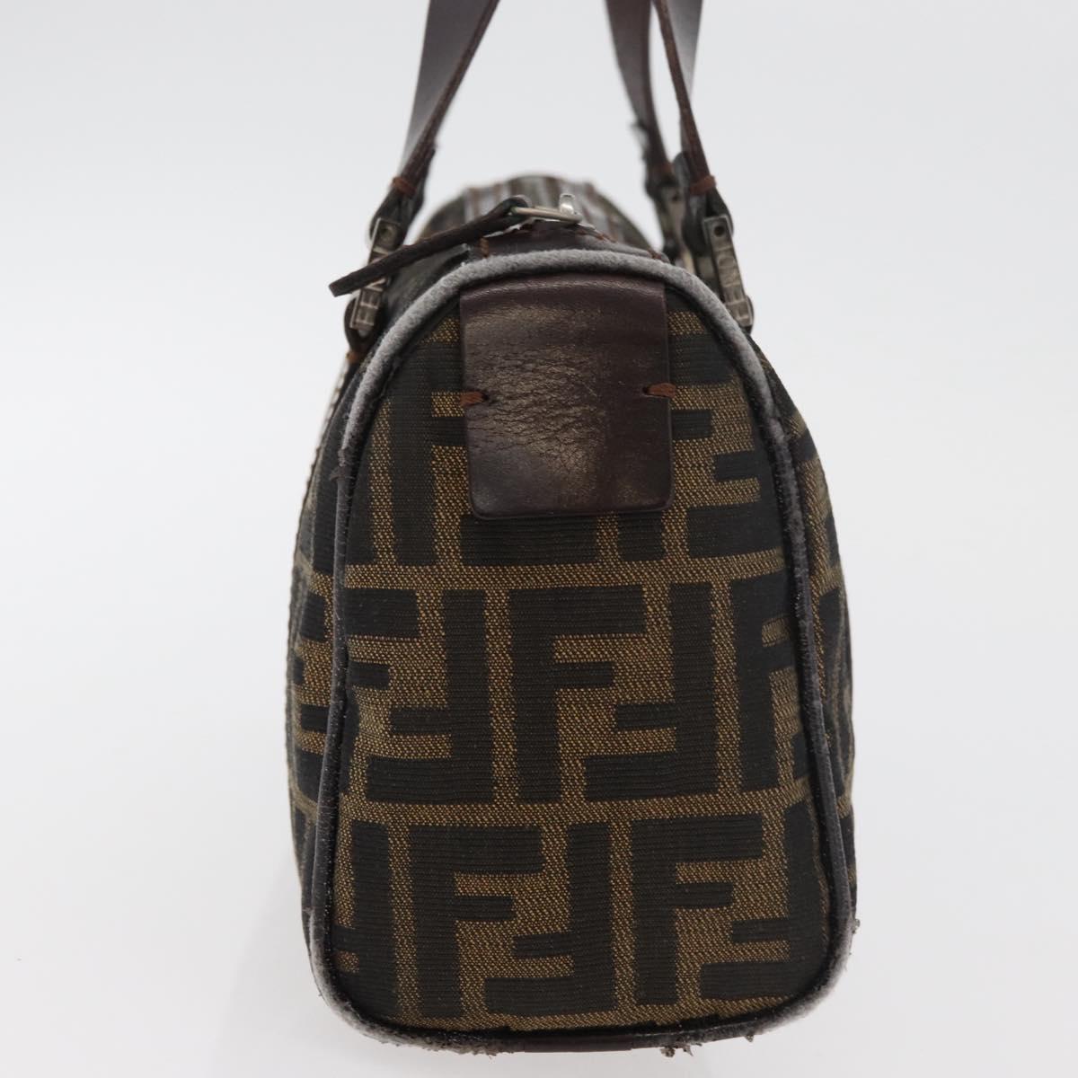 FENDI Zucca Canvas Hand Bag Black Brown