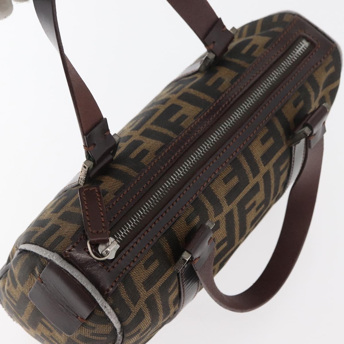 FENDI Zucca Canvas Hand Bag Black Brown