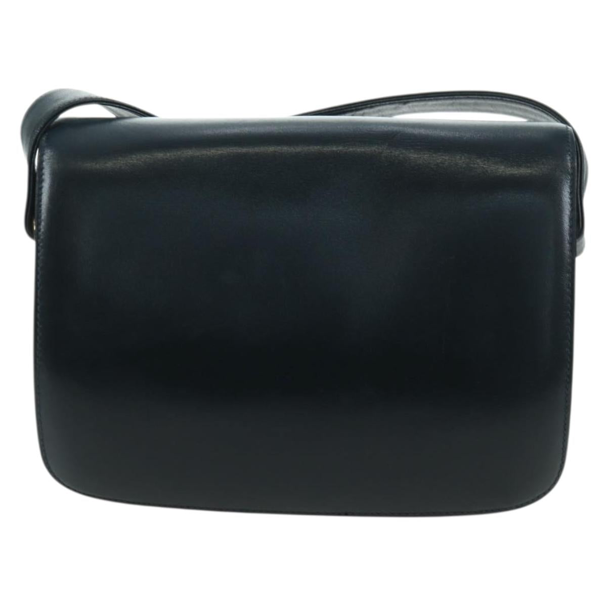 CELINE Triomphe Shoulder Bag Leather Navy Gold
