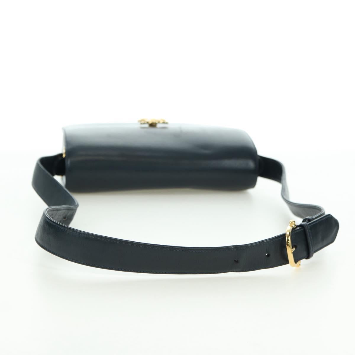 CELINE Triomphe Shoulder Bag Leather Navy Gold