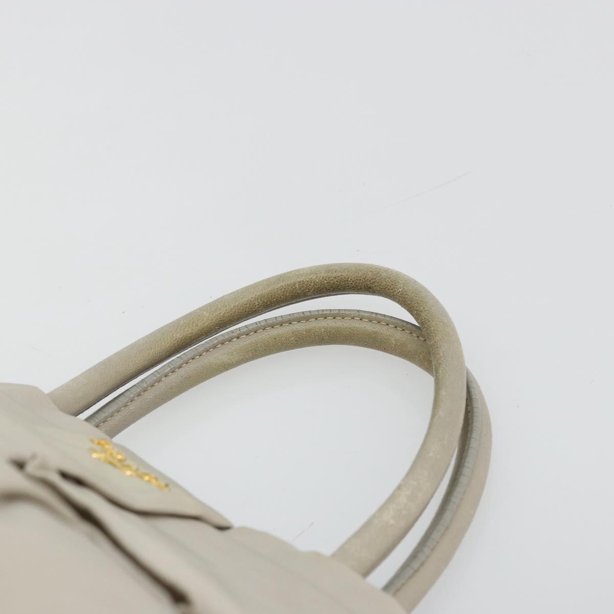 PRADA Ribbon Hand Bag Nylon Beige Gold