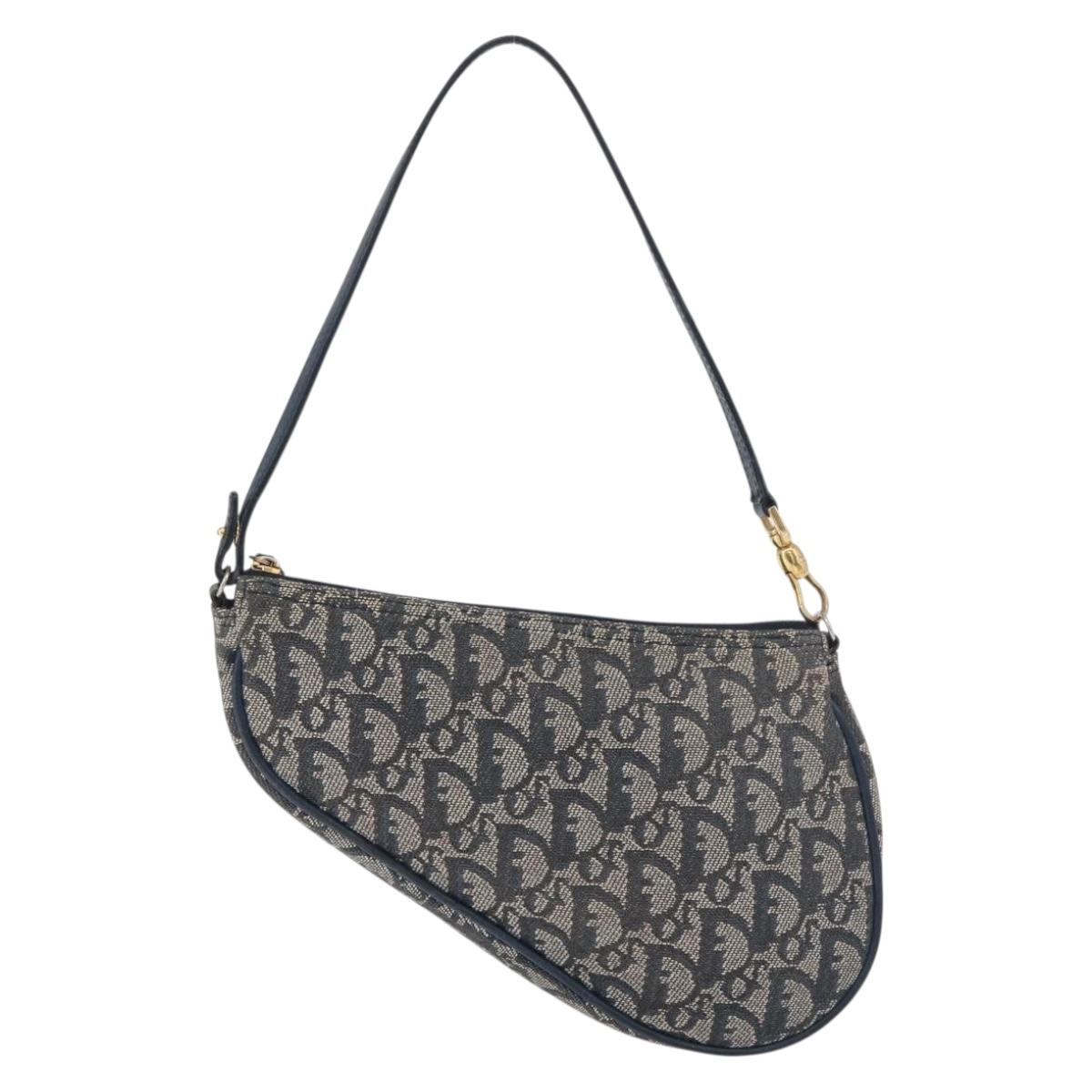 Christian Dior Trotter Canvas Accessory Pouch Navy Silver