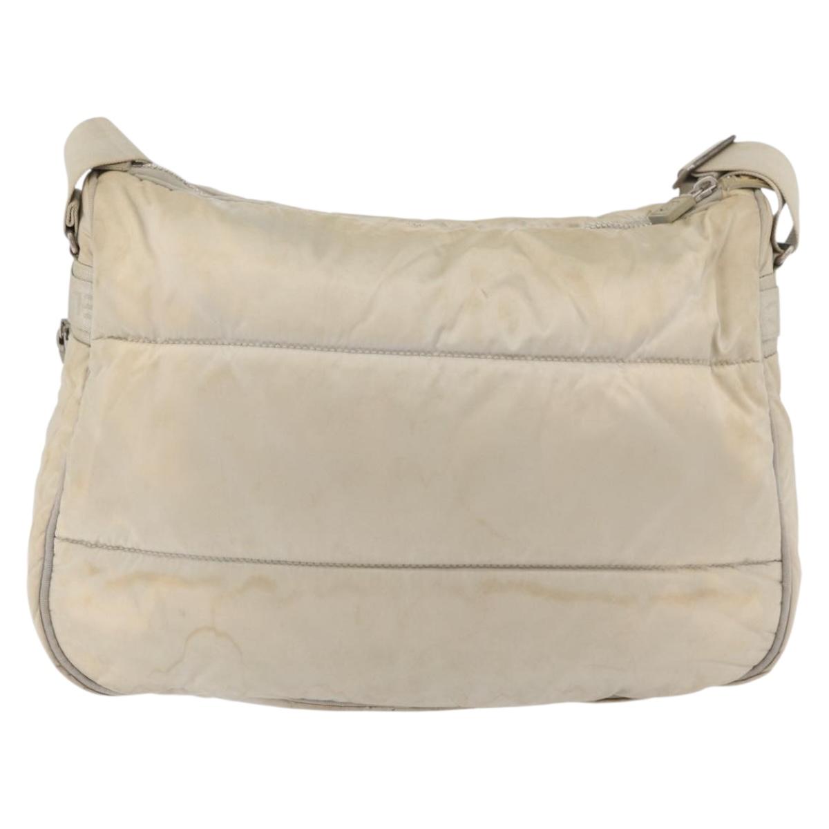 CHANEL Shoulder Bag Nylon Beige Silver CC