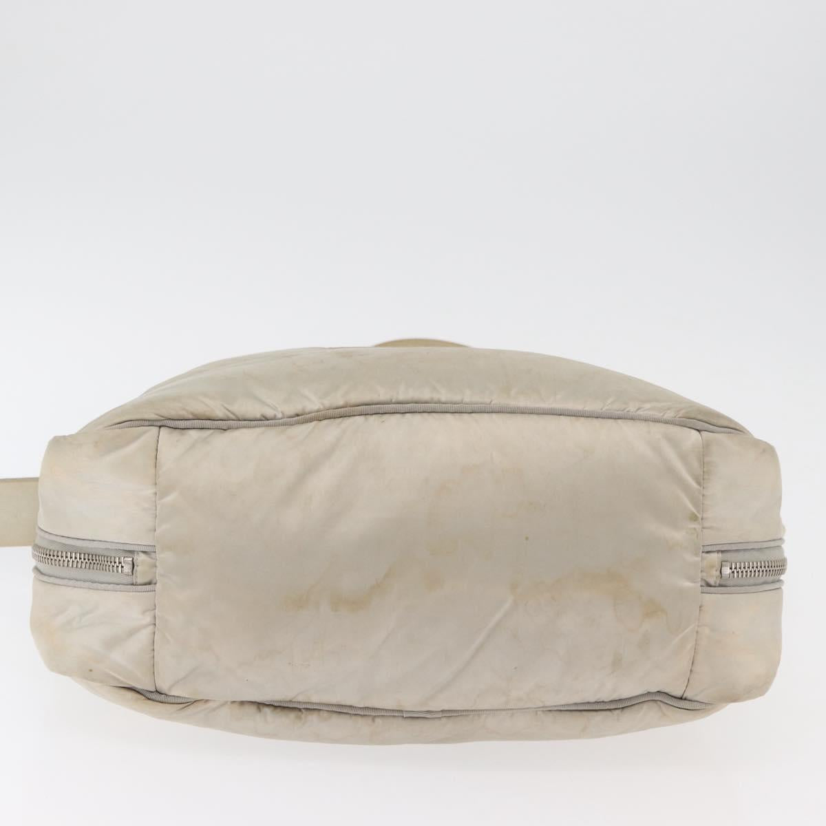 CHANEL Shoulder Bag Nylon Beige Silver CC