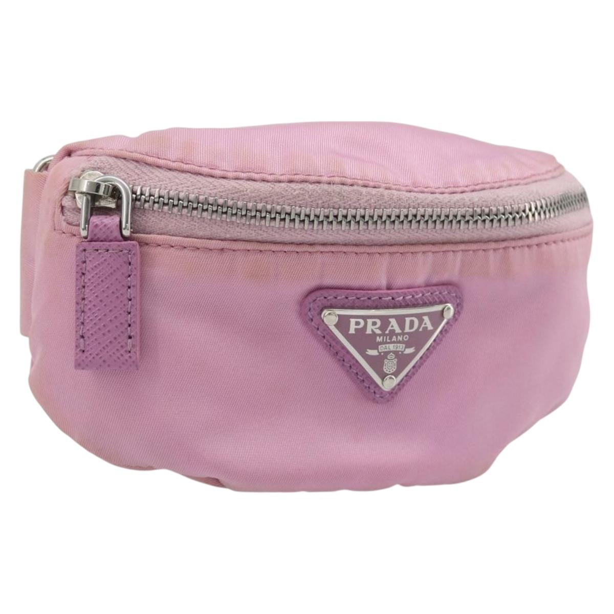 PRADA Arm Pouch Nylon Pink Silver
