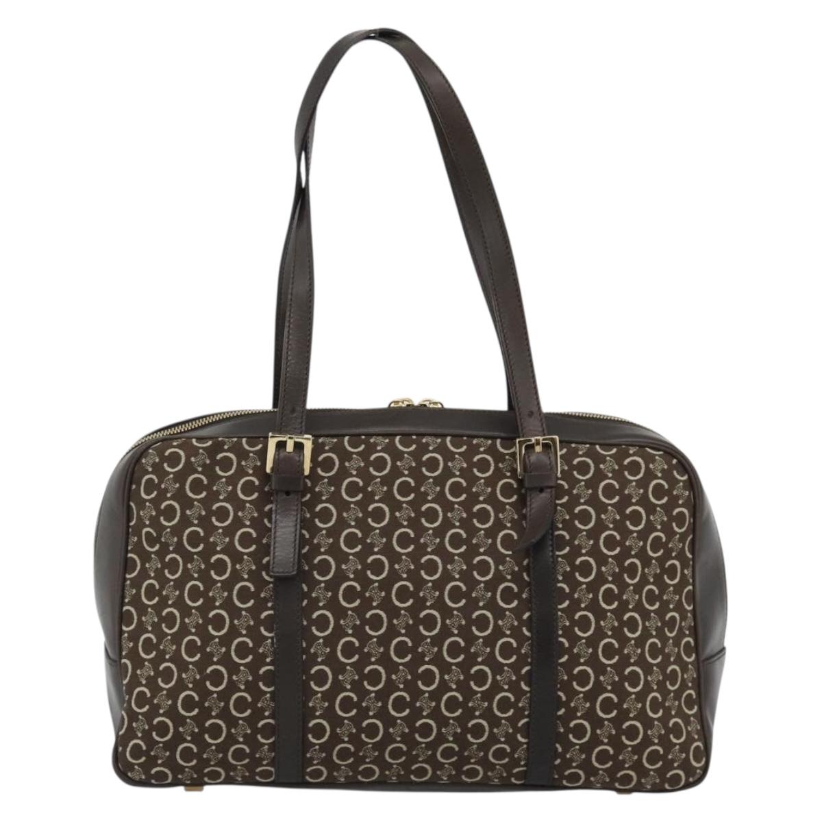 CELINE C Macadam Canvas Hand Bag Brown Gold