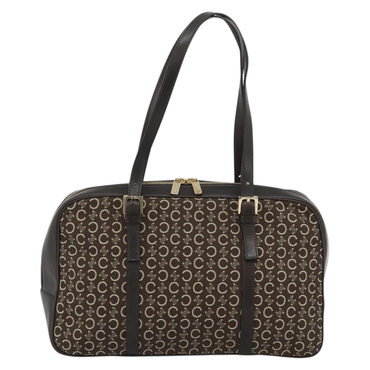 CELINE C Macadam Canvas Hand Bag Brown Gold