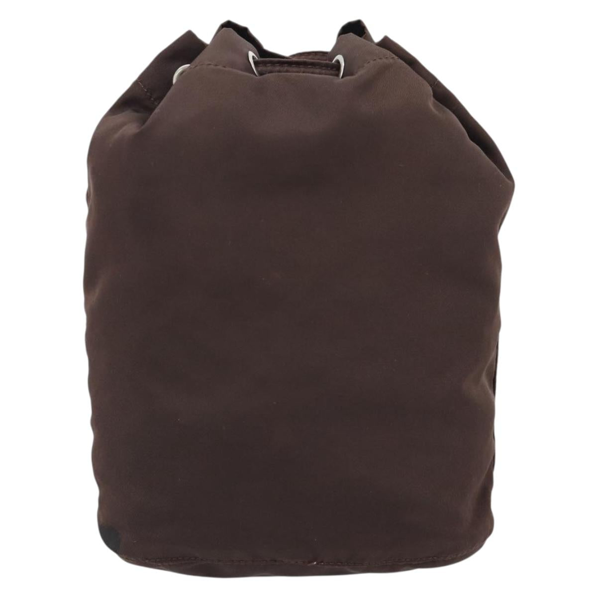 PRADA Pouch Nylon Brown Silver