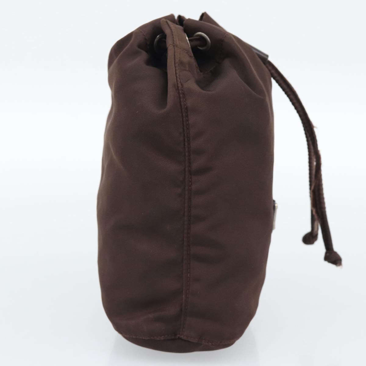 PRADA Pouch Nylon Brown Silver