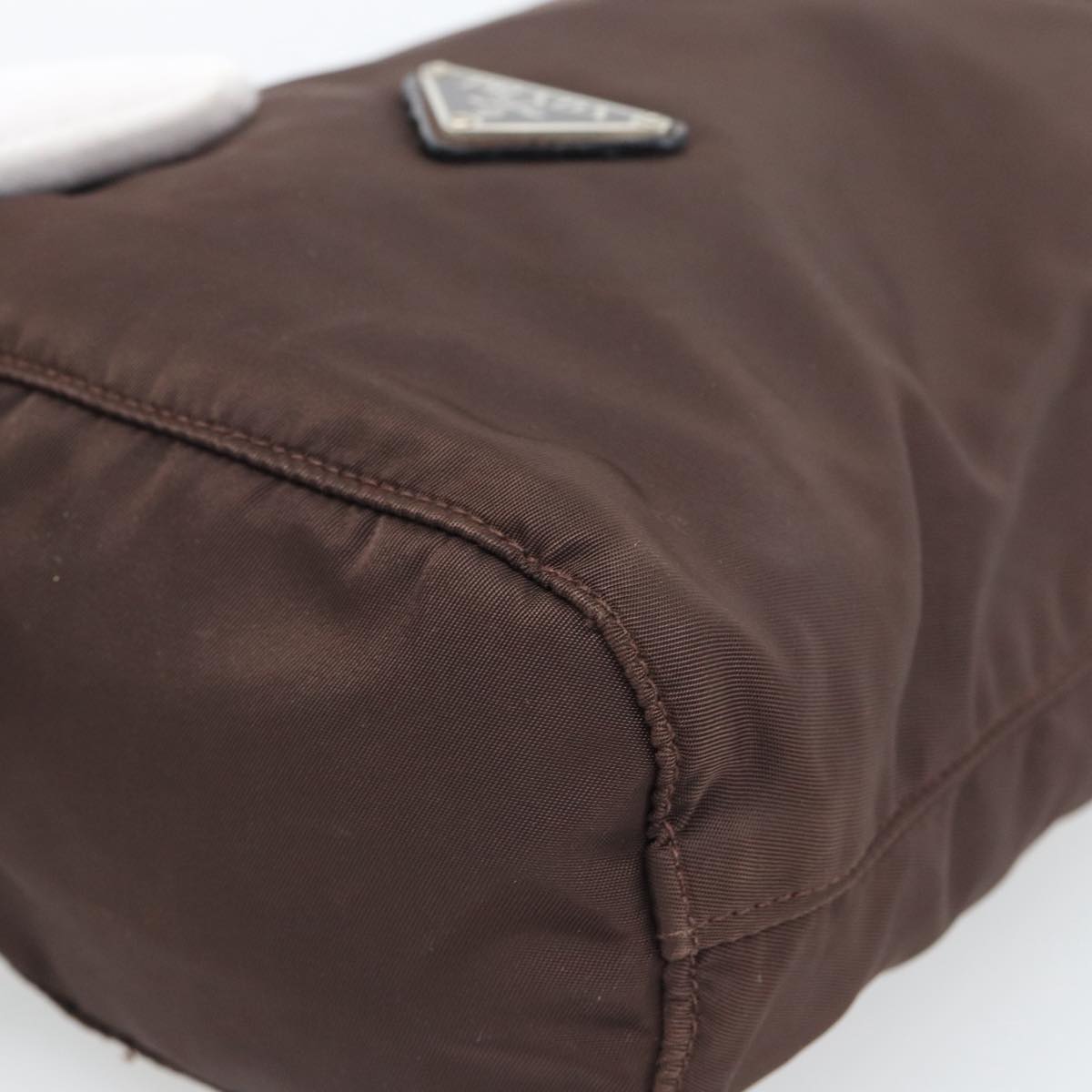 PRADA Pouch Nylon Brown Silver