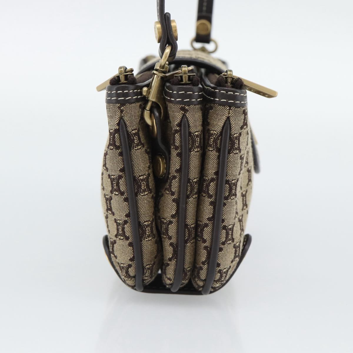 CELINE Macadam Canvas Hand Bag Brown Gold