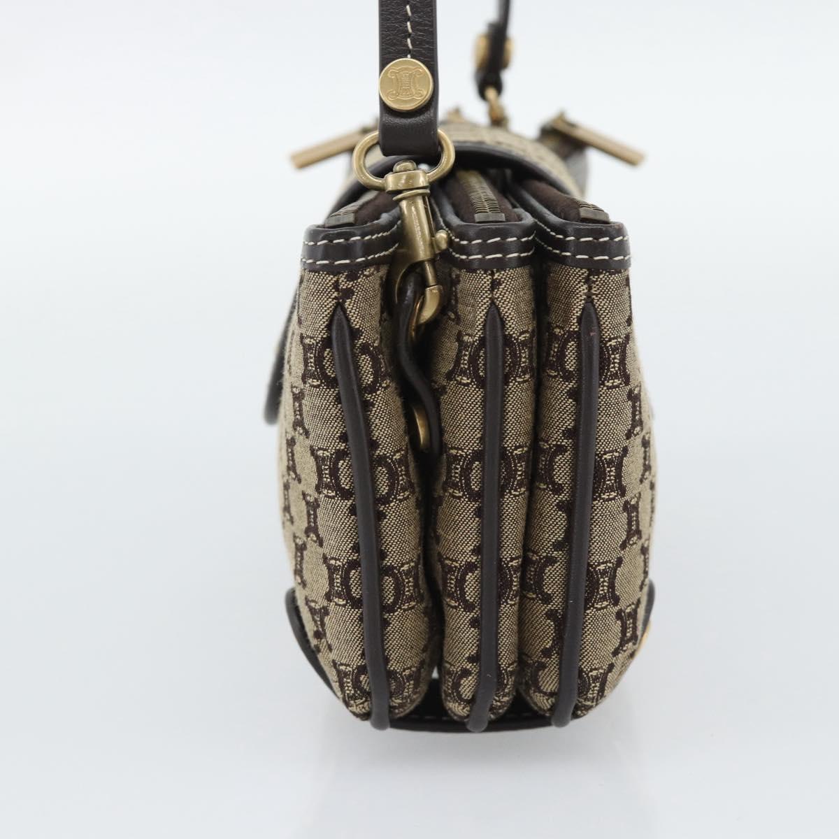 CELINE Macadam Canvas Hand Bag Brown Gold