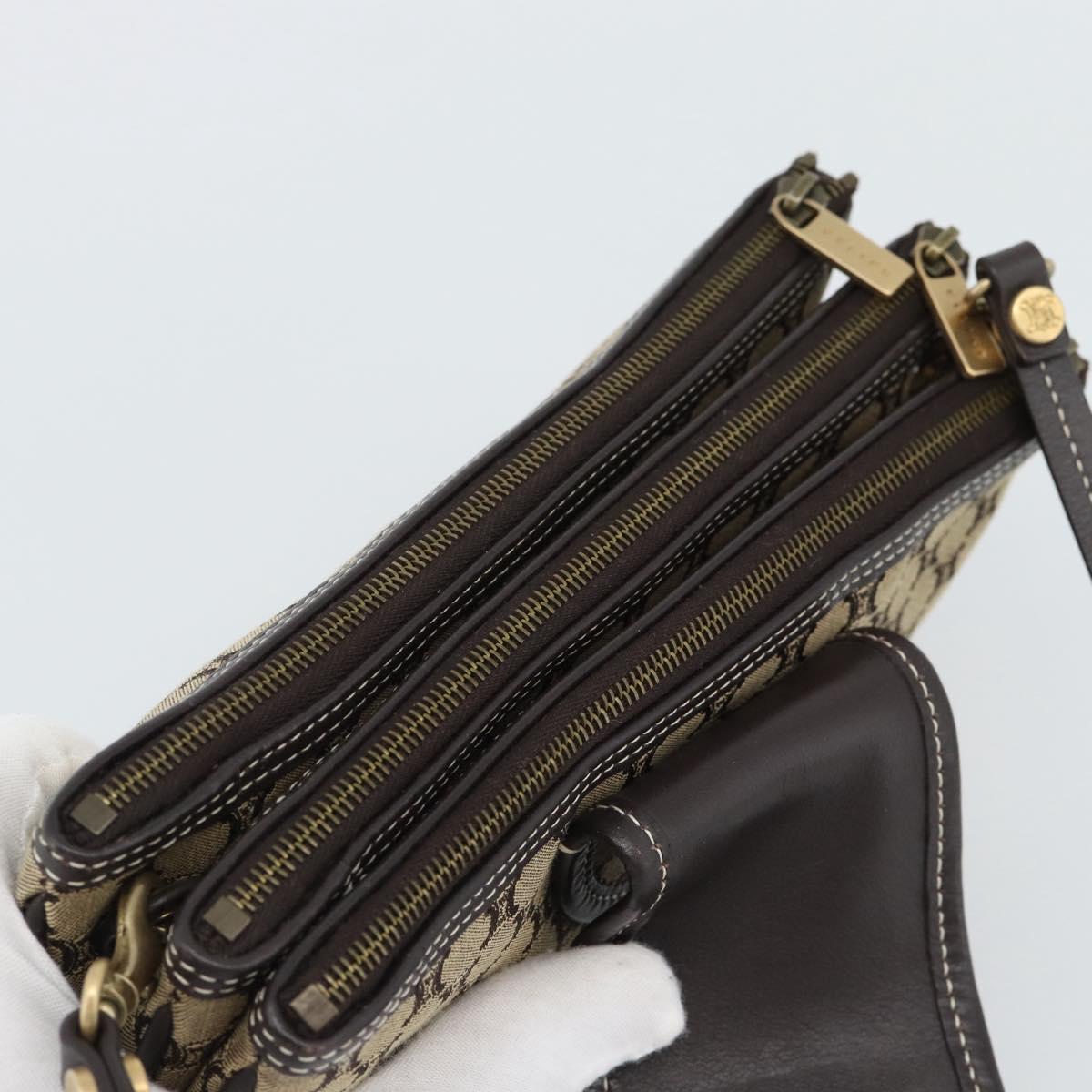 CELINE Macadam Canvas Hand Bag Brown Gold
