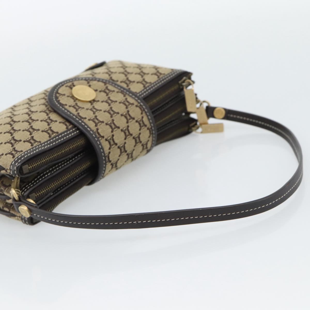 CELINE Macadam Canvas Hand Bag Brown Gold