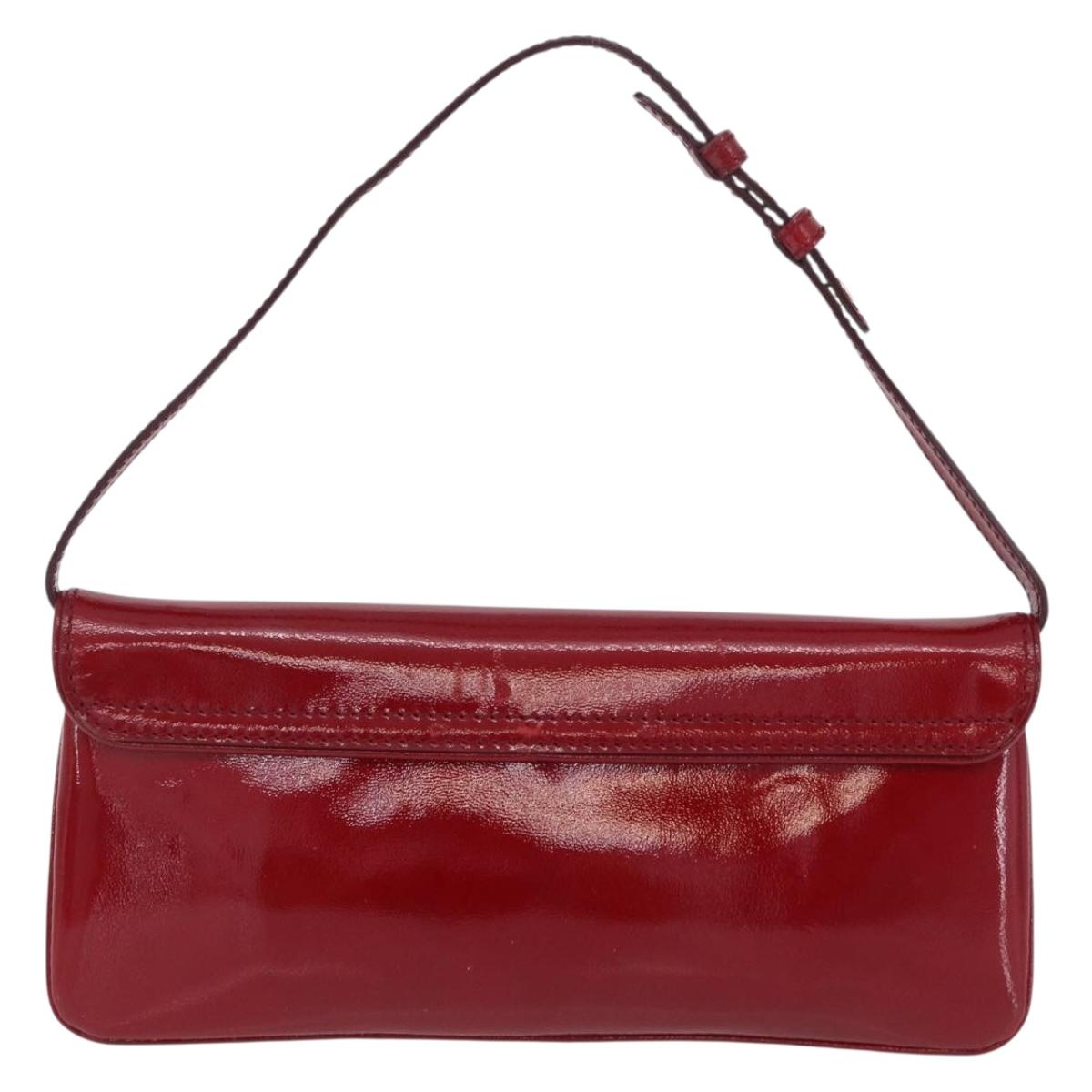 CELINE Triomphe Shoulder Bag Leather Red Gold Tone