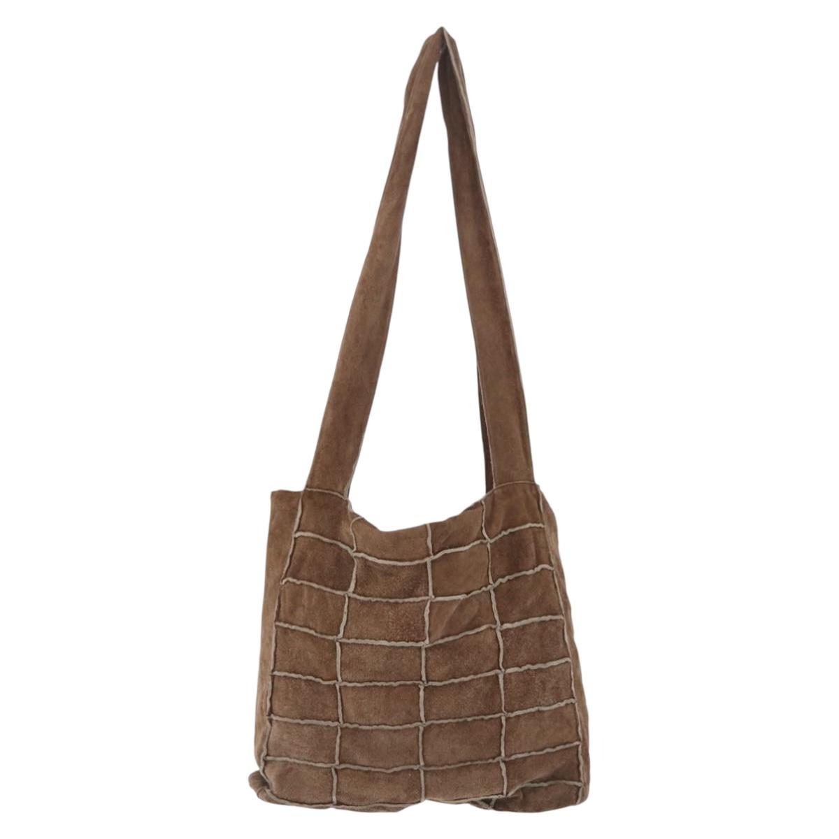 CHANEL Tote Bag Suede Brown CC