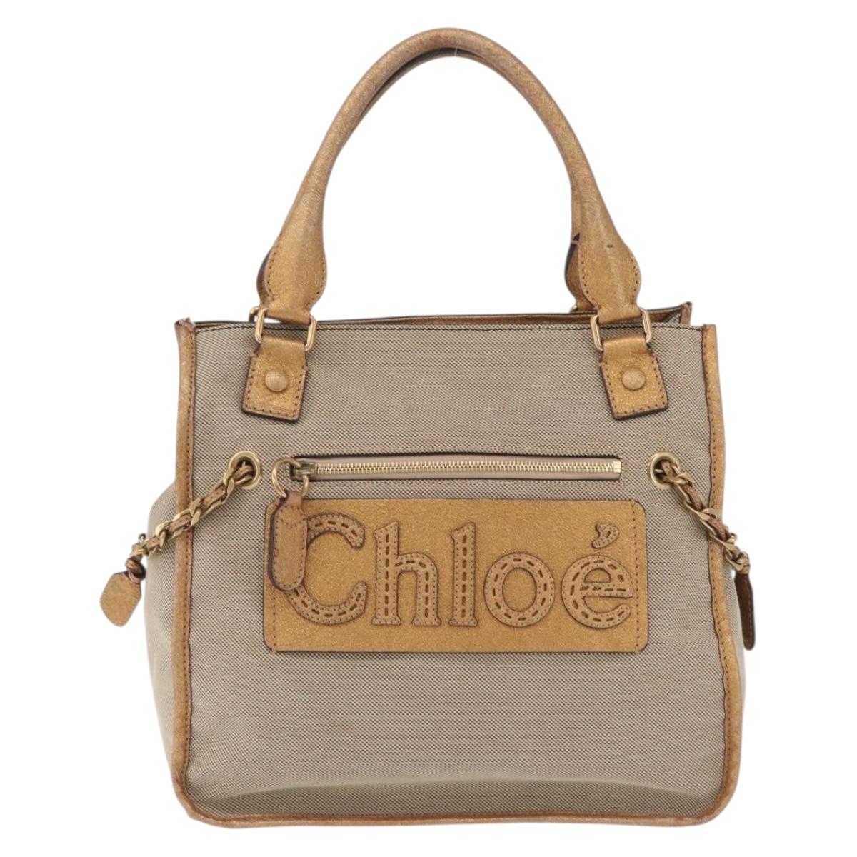 Chloe Harley Hand Bag Canvas Beige Gold