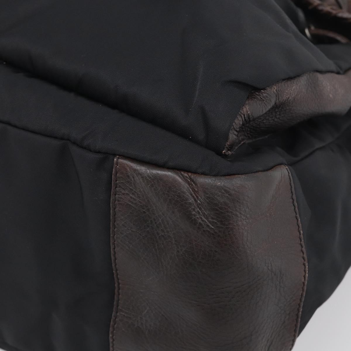 PRADA Shoulder Bag Nylon Leather Black Silver