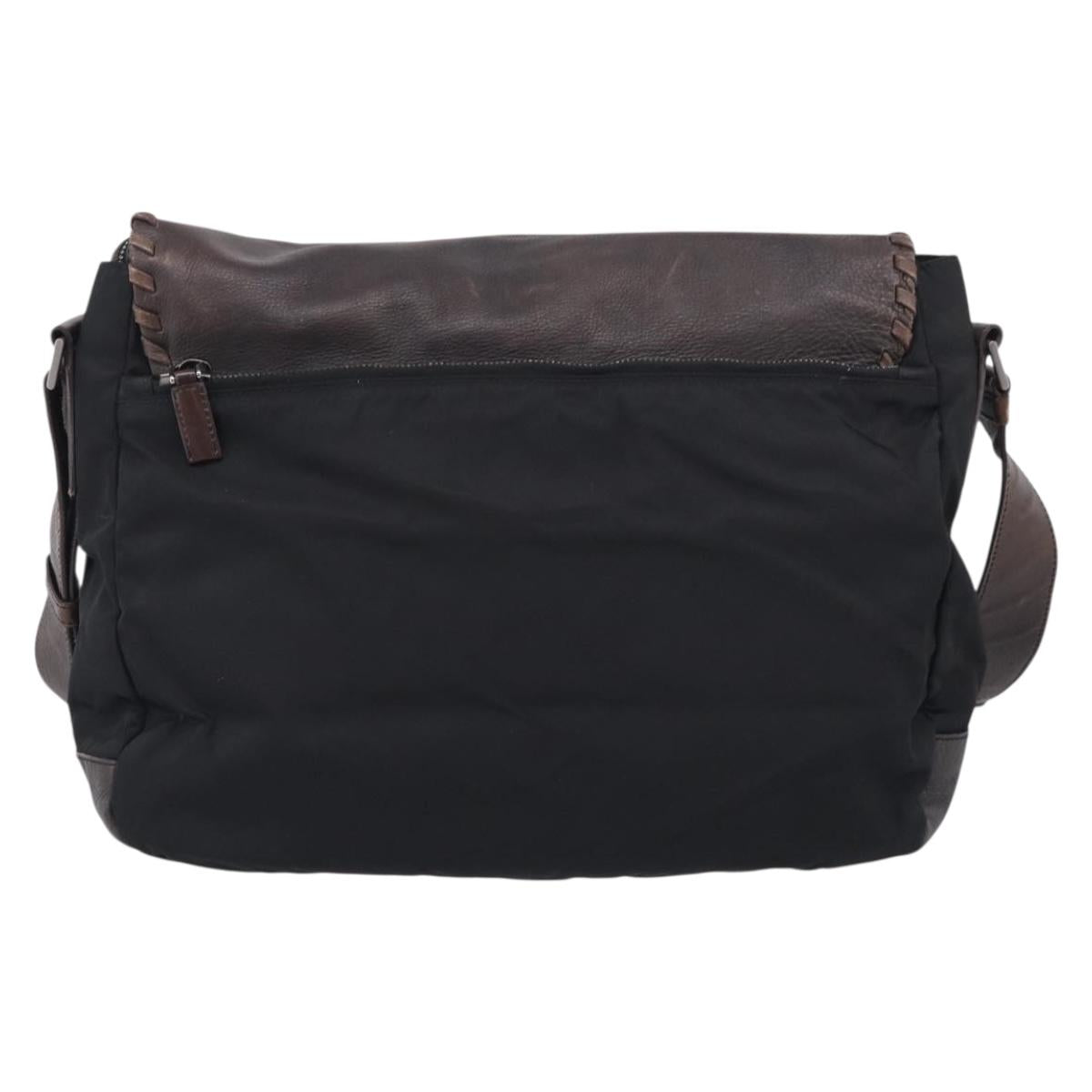 PRADA Shoulder Bag Nylon Leather Black Silver