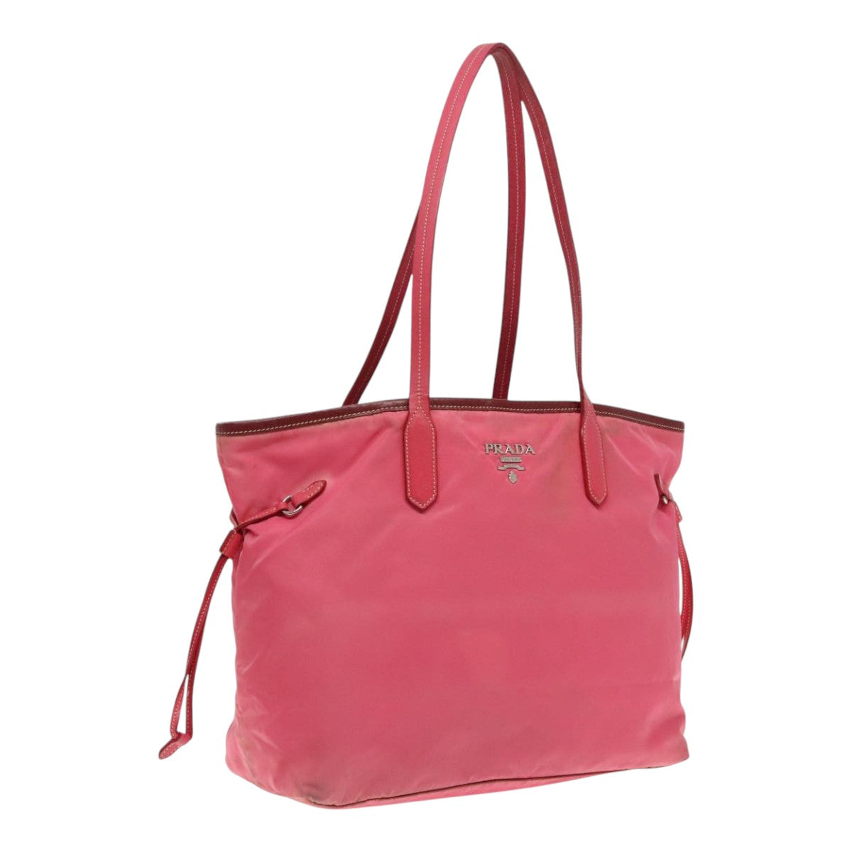 PRADA Tote Bag Nylon Pink Silver