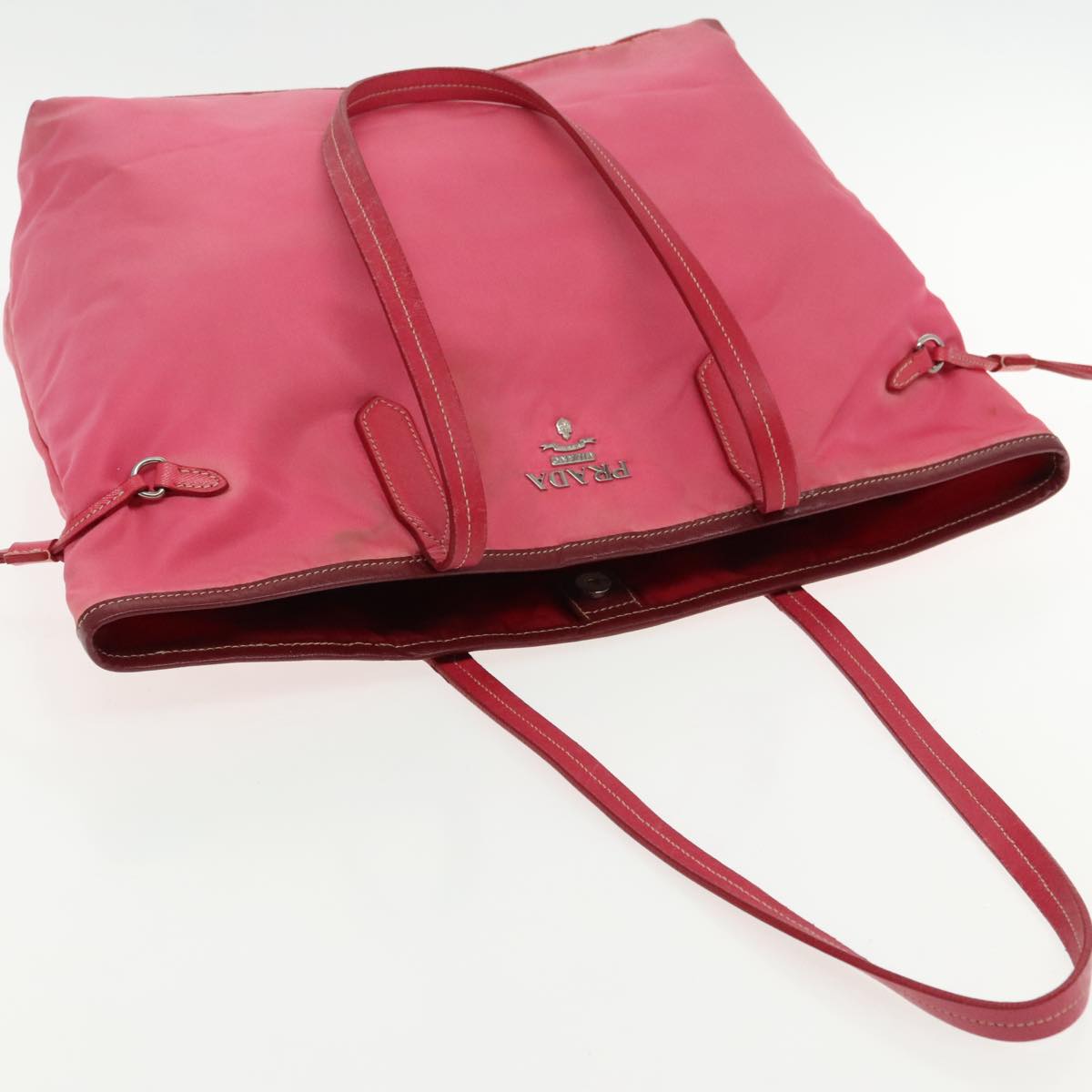 PRADA Tote Bag Nylon Pink Silver