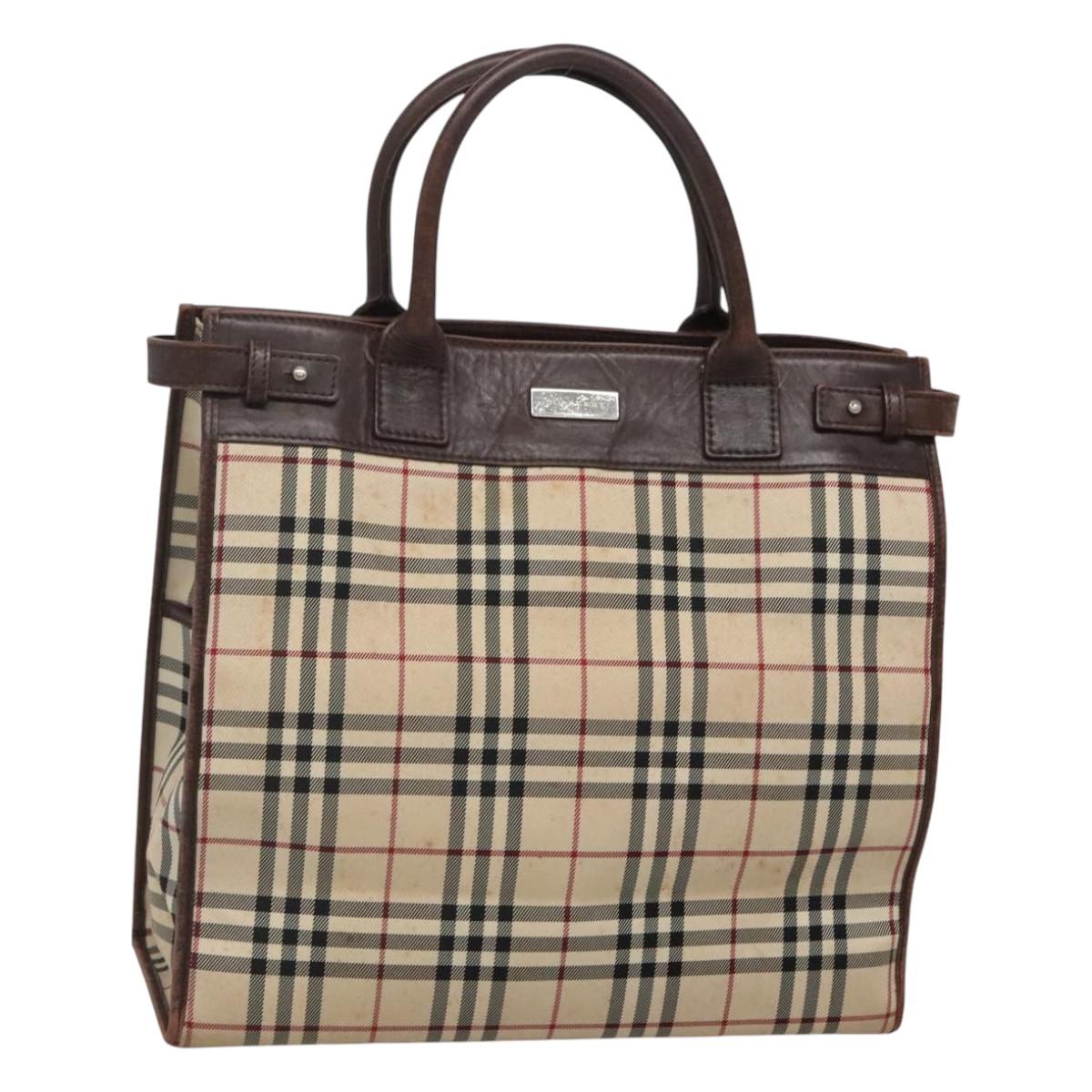 BURBERRY Nova Check Hand Bag Canvas Beige