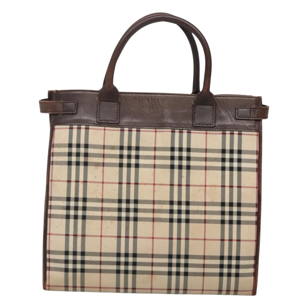 BURBERRY Nova Check Hand Bag Canvas Beige