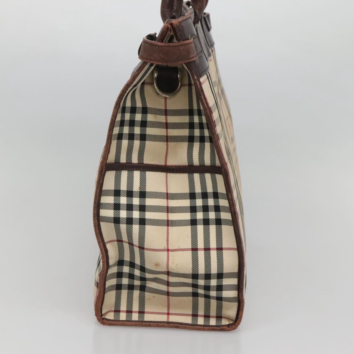 BURBERRY Nova Check Hand Bag Canvas Beige