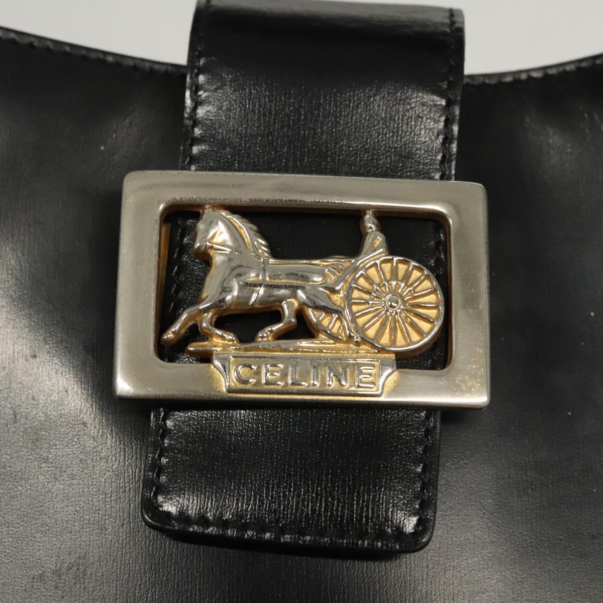 CELINE Shoulder Bag Leather Black Gold