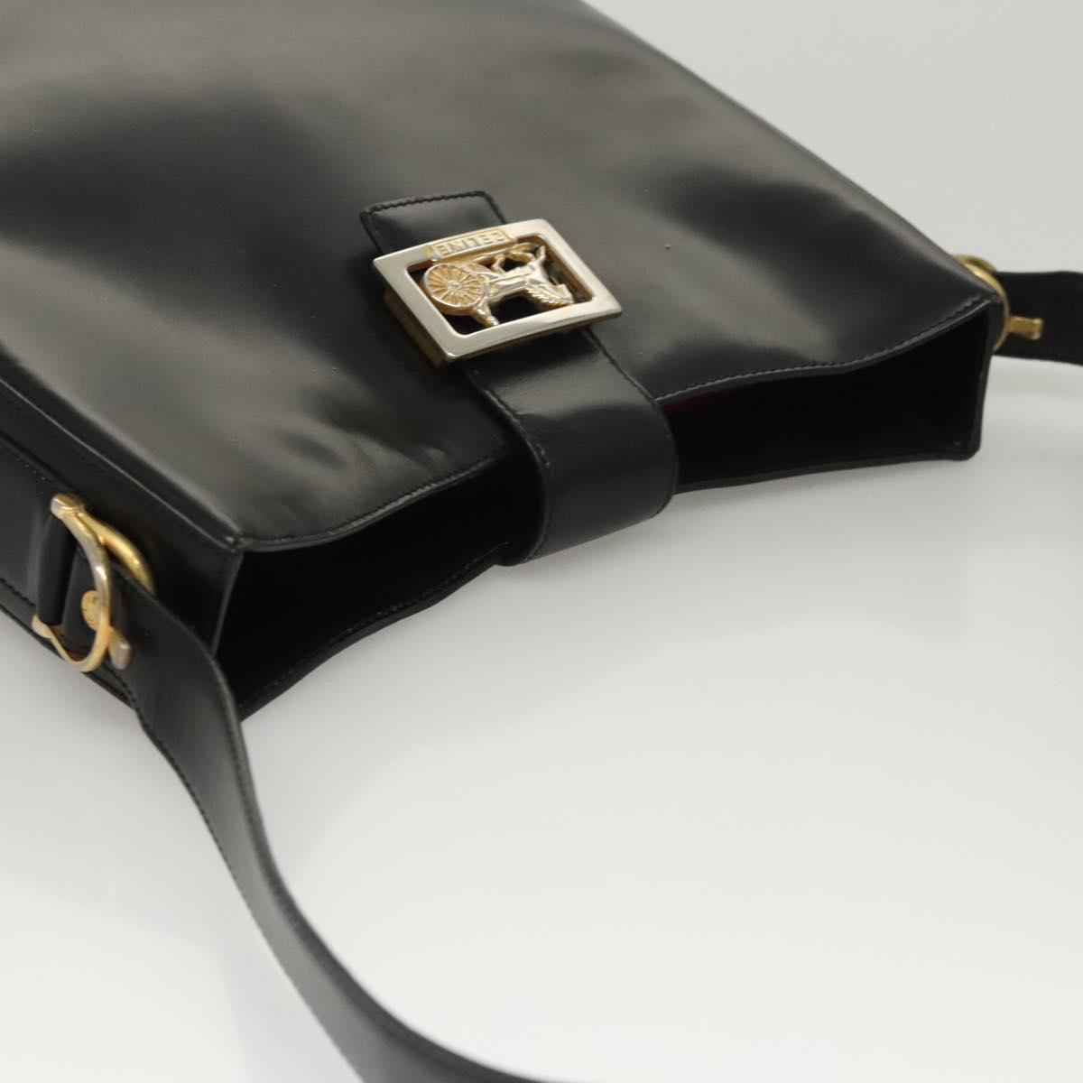 CELINE Shoulder Bag Leather Black Gold