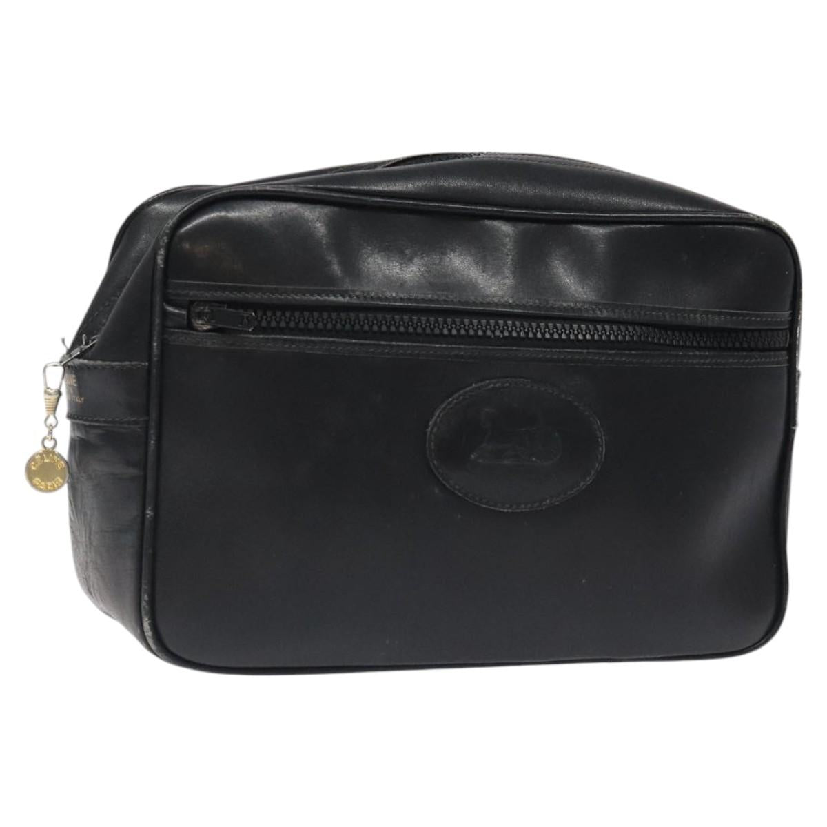 CELINE Clutch Bag Leather Black
