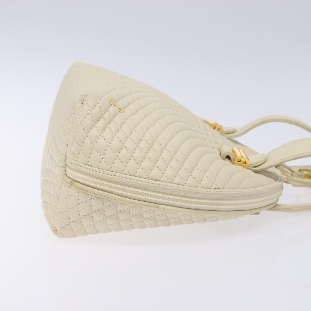 BALLY Hand Bag Leather White Gold