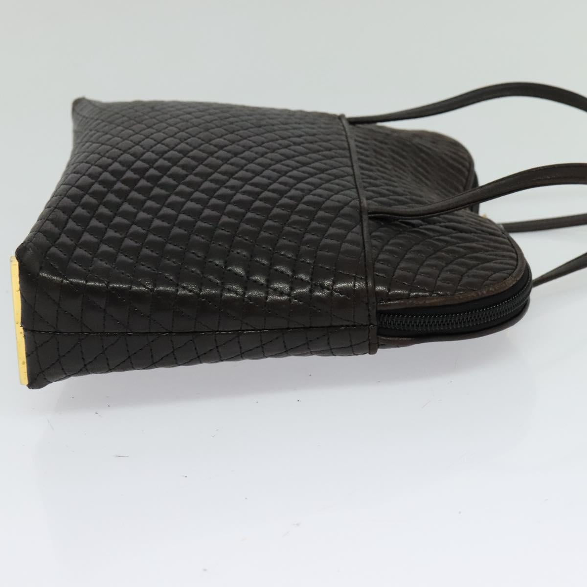 BALLY Quilted Shoulder Bag Leather Dark Brown