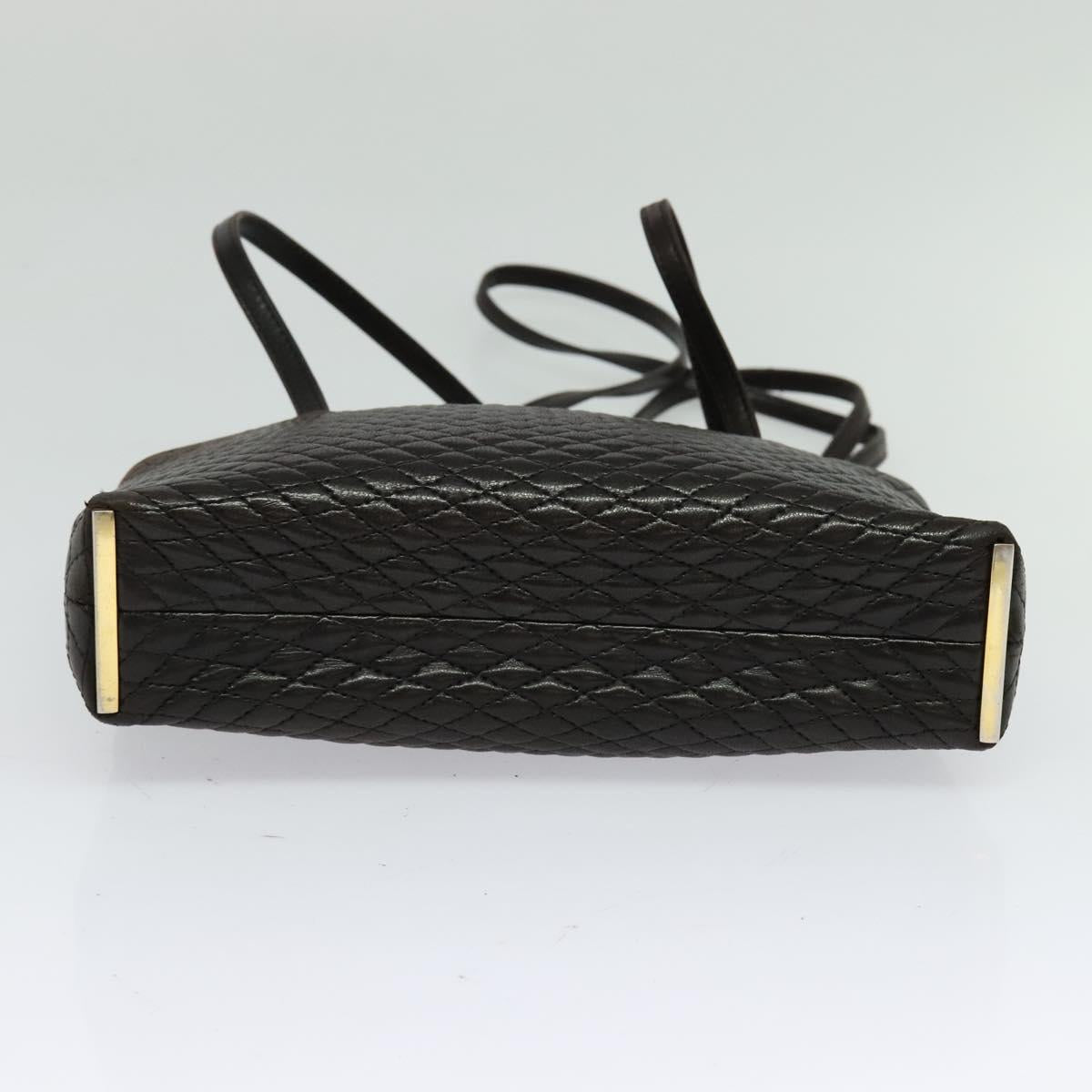 BALLY Quilted Shoulder Bag Leather Dark Brown